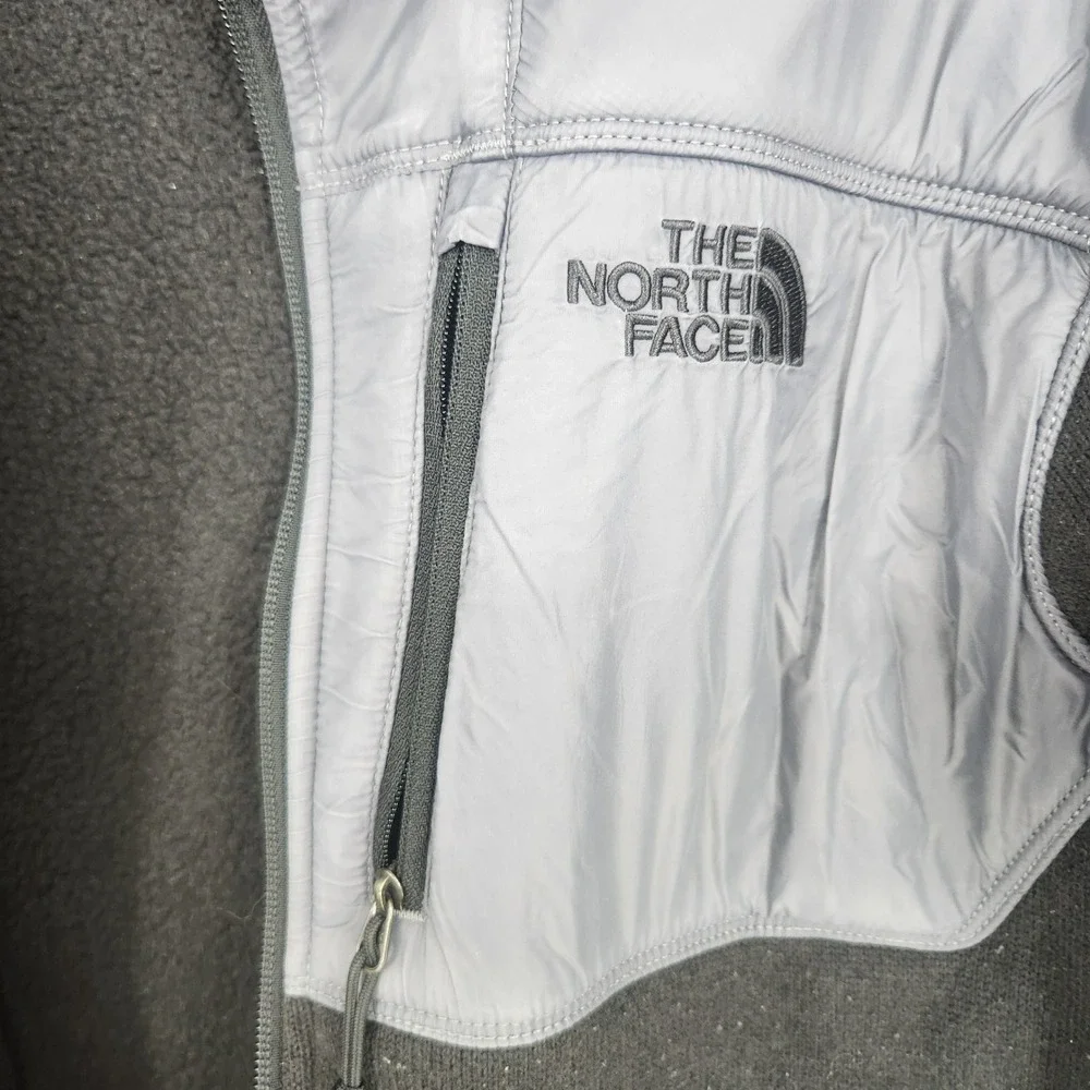 The North Face Men's Medium Denali Fleece Jacket Black Grey Full Zip Hiking Coat